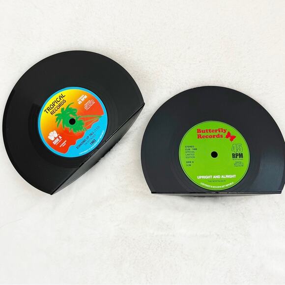 Set of 2 Vinyl Record Bookends Vintage Aesthetic New In Box - Picture 2 of 7